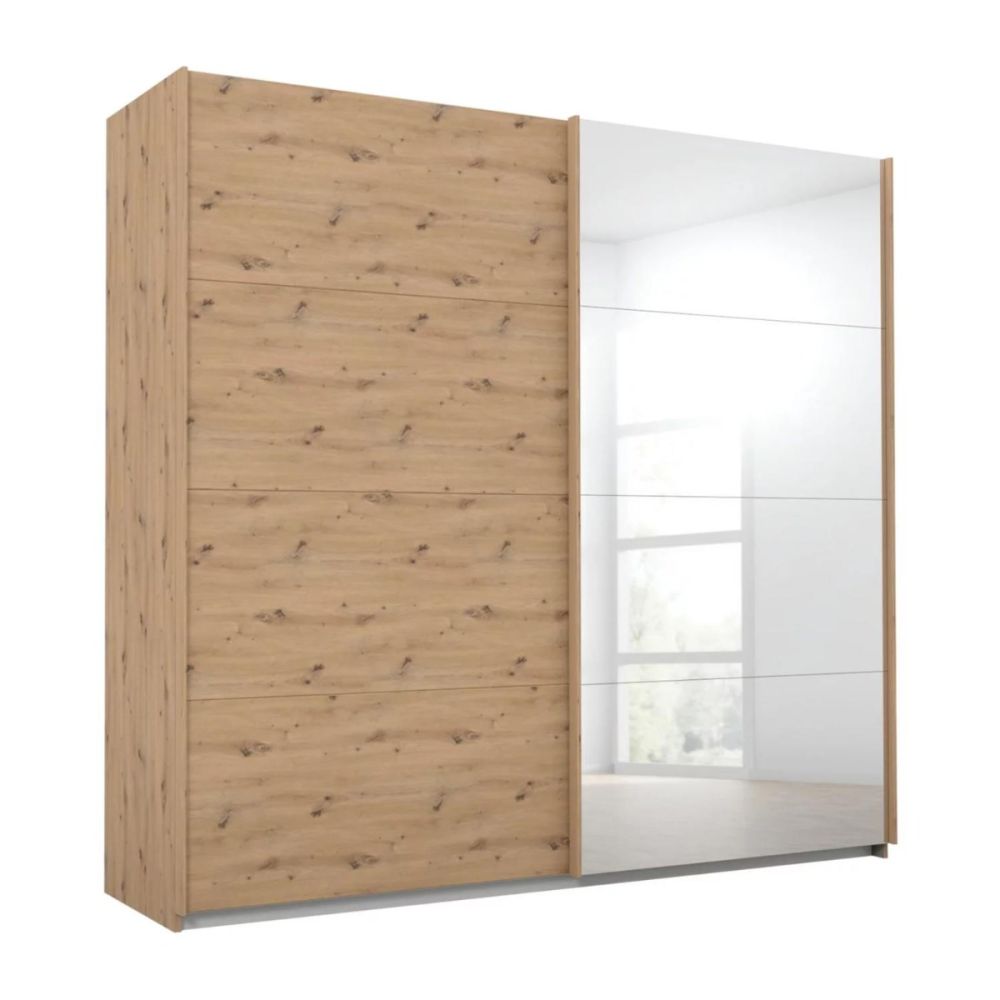 Rauch Luma 226cm 2 Door Sliding Wardrobe with 1 Decor Door and 1 Mirror Door