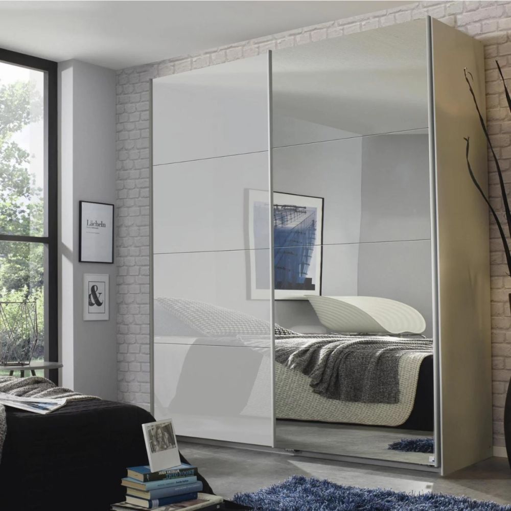 Rauch Luma 181cm 2 Door Sliding Wardrobe with 1 Glass Door and 1 Mirror Door