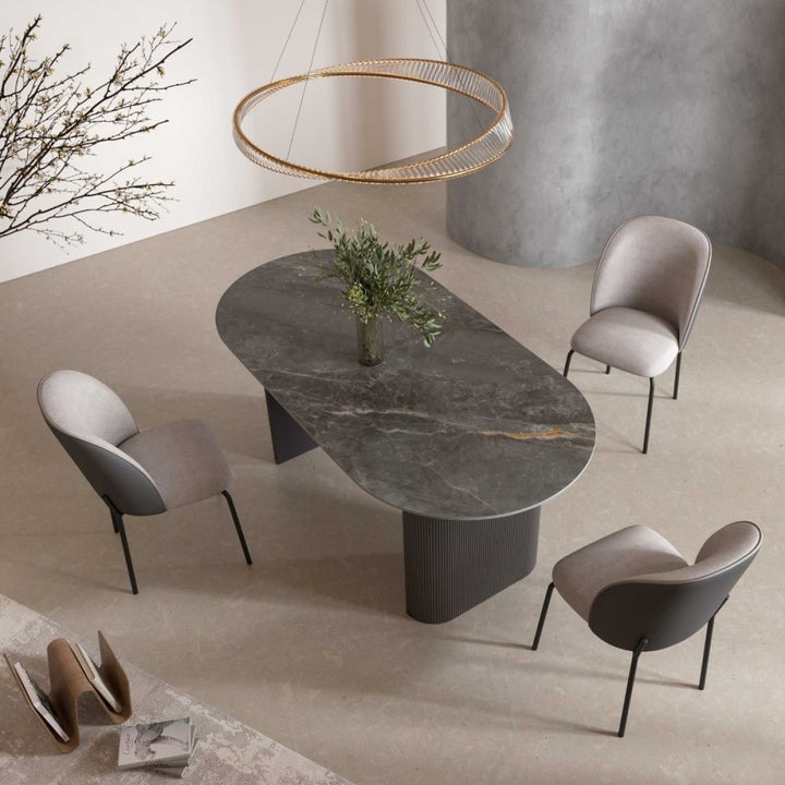 Regalia Oval Gloss Ceramic Dining Table Set