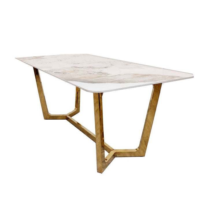 Dynasty 1.8M Gold with Pandora Gold Sintered Stone Top Dining Table Set