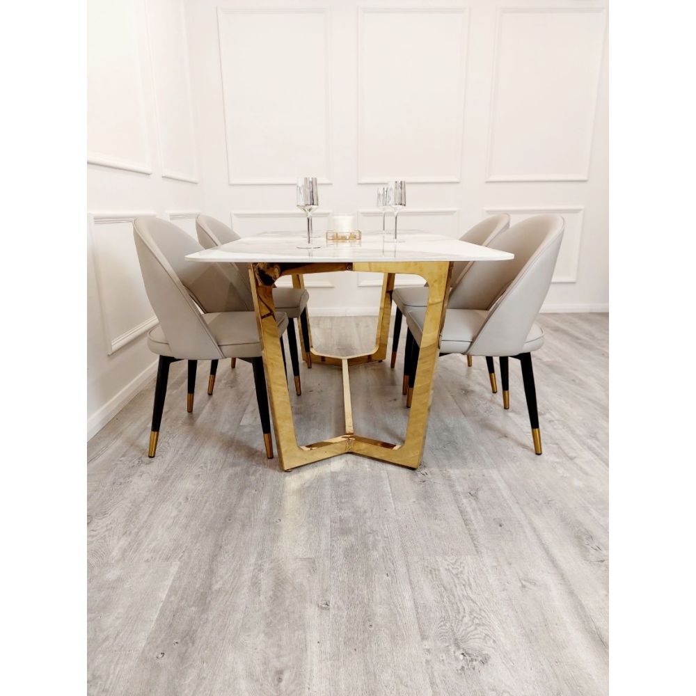 Dynasty 1.8M Gold with Pandora Gold Sintered Stone Top Dining Table Set