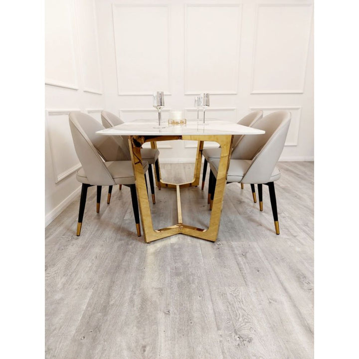 Dynasty 1.8M Gold with Pandora Gold Sintered Stone Top Dining Table Set