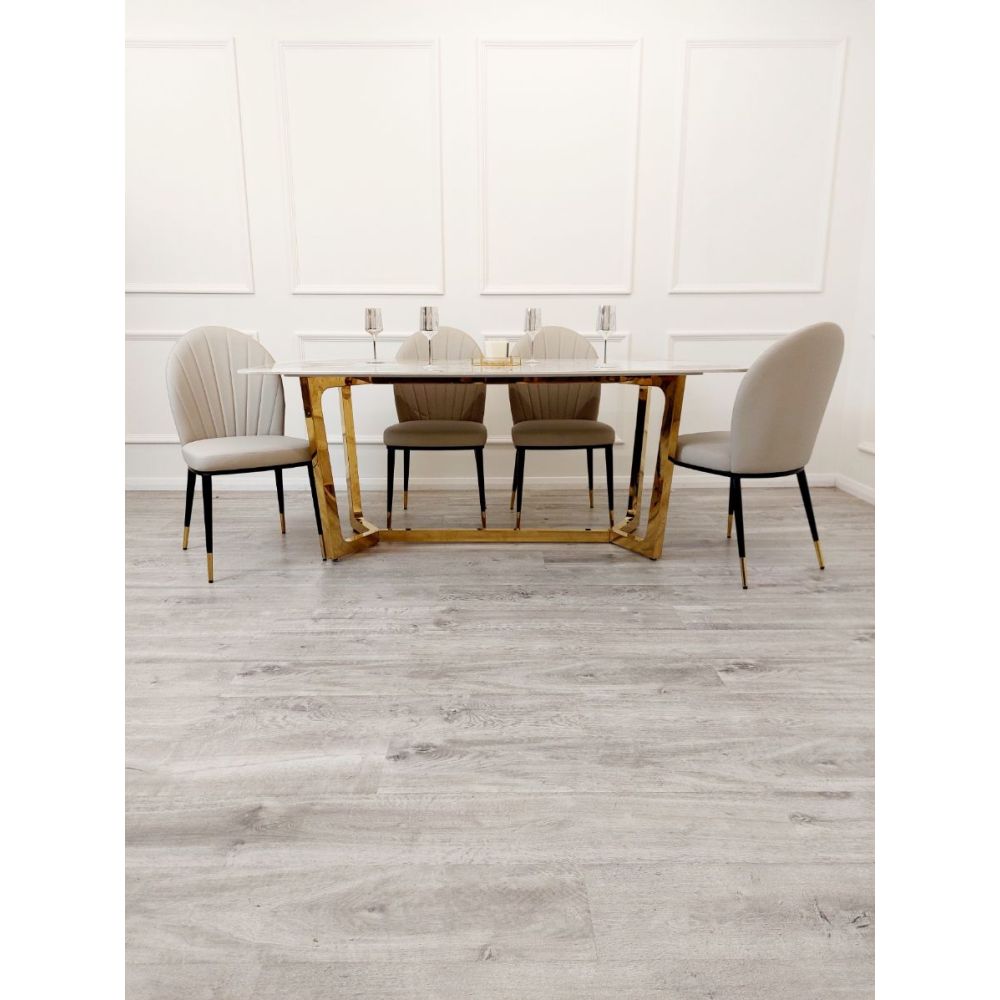 Dynasty 1.8M Gold with Pandora Gold Sintered Stone Top Dining Table Set