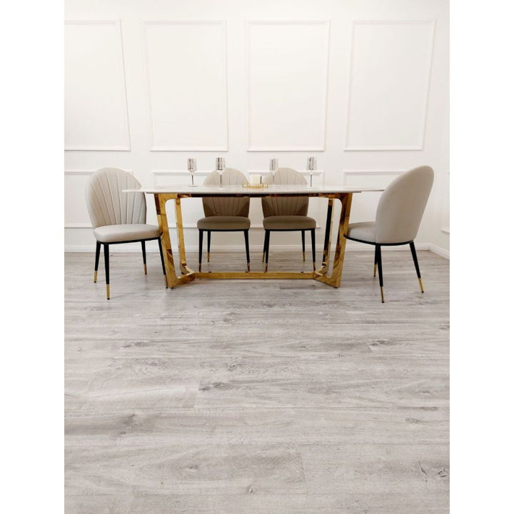 Dynasty 1.8M Gold with Pandora Gold Sintered Stone Top Dining Table Set
