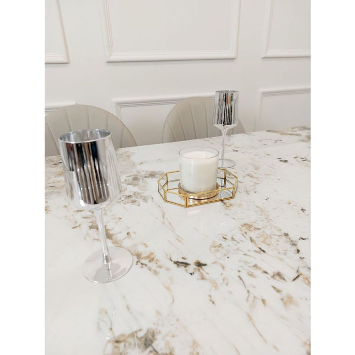 Dynasty 1.8M Gold with Pandora Gold Sintered Stone Top Dining Table Set