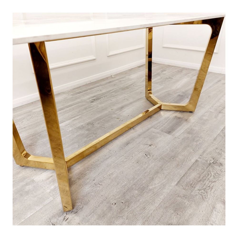 Dynasty 1.8M Gold with Pandora Gold Sintered Stone Top Dining Table Set
