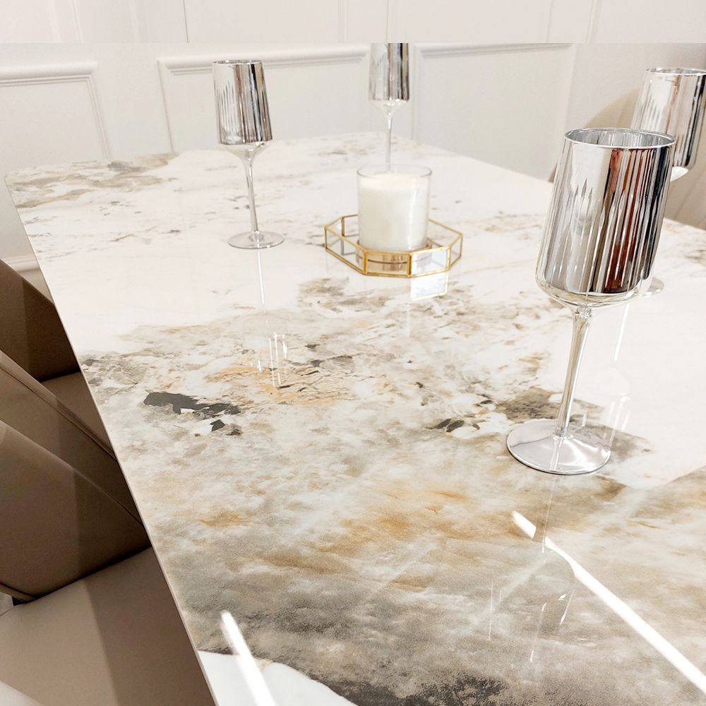 Dynasty 1.8M Gold with Pandora Gold Sintered Stone Top Dining Table Set