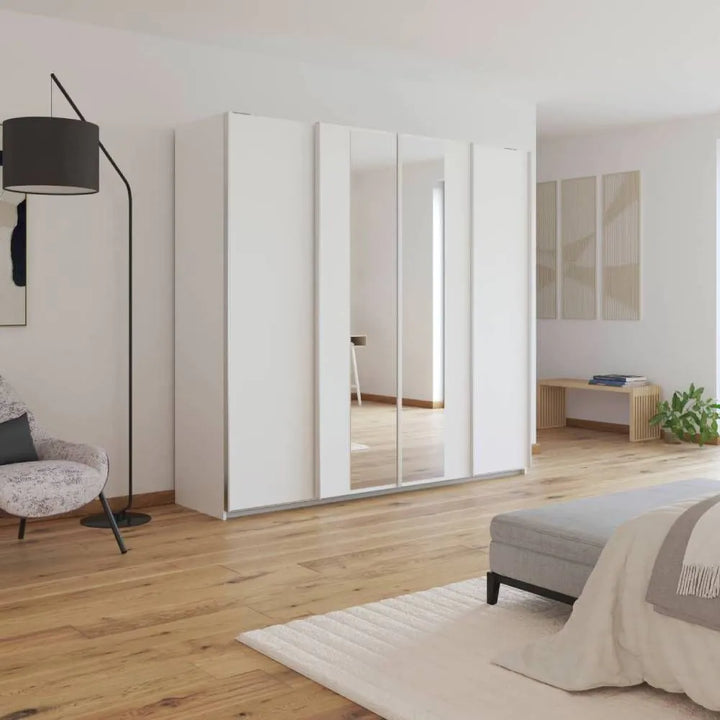 Rauch Altera White 4 Door Sliding Wardrobe With Mirror