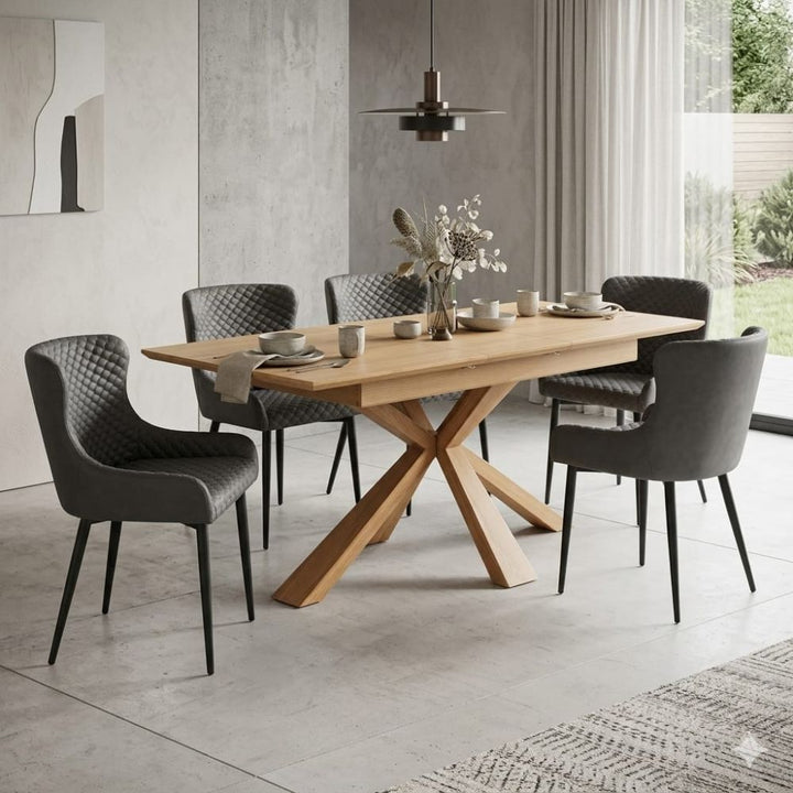 Harlow 160 Extending Wooden Base Dining Table Set
