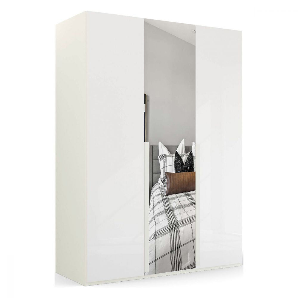 Mainz 3 Door Hinged Fully Loaded Wardrobe in Silk Grey - Evoke Home 