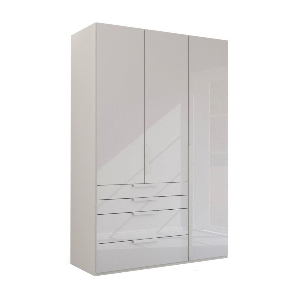 Mainz 3 Door Hinged Fully Loaded Wardrobe in Silk Grey - Evoke Home 