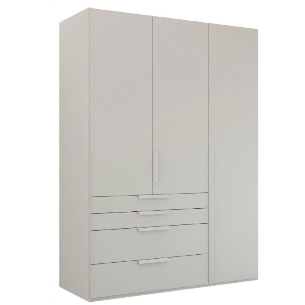 Mainz 3 Door Hinged Fully Loaded Wardrobe in Silk Grey - Evoke Home 