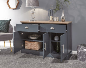 Slate Blue Sideboard with Oak‑Effect Top