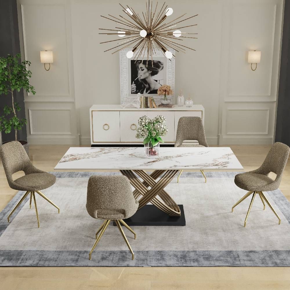 Metteo Ceramic Pierre Dawn Table with Letizia Dining Chairs