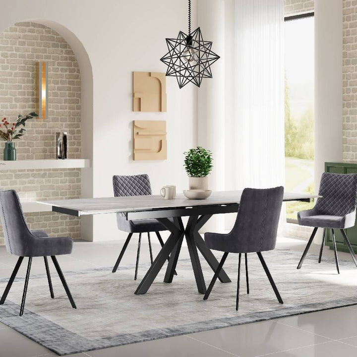 Vilo Ceramic Argento Grey Table with Ella Dining Chairs