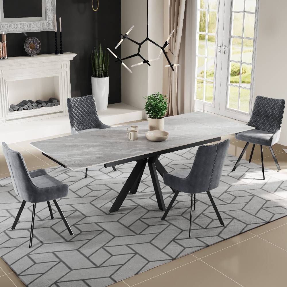 Maven Ceramic Argento Grey Table with Ella Dining Chairs