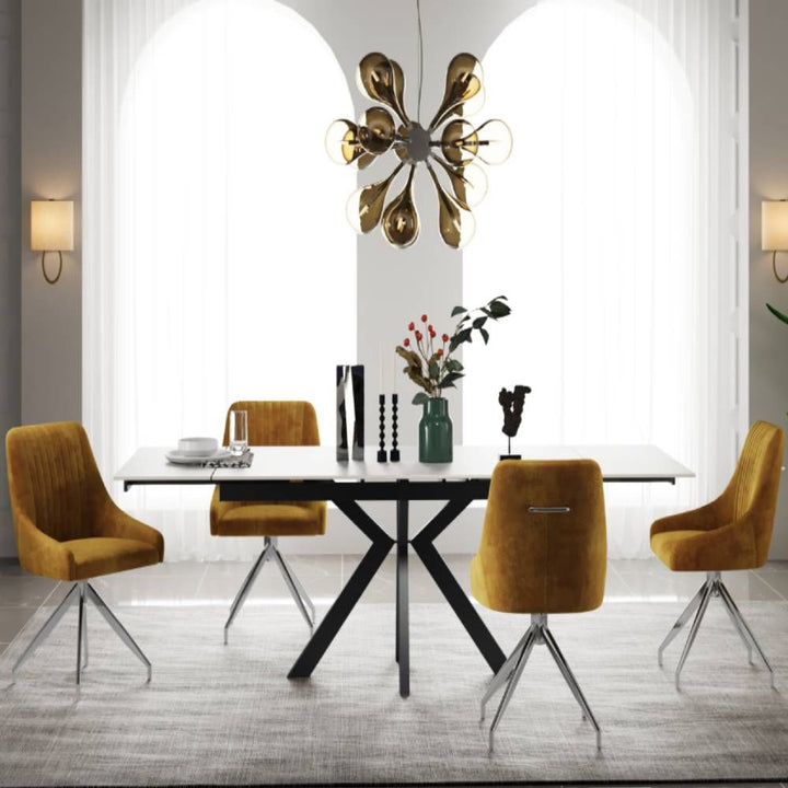 Vilo Ceramic Pearla Grey Extending Dining Table Set