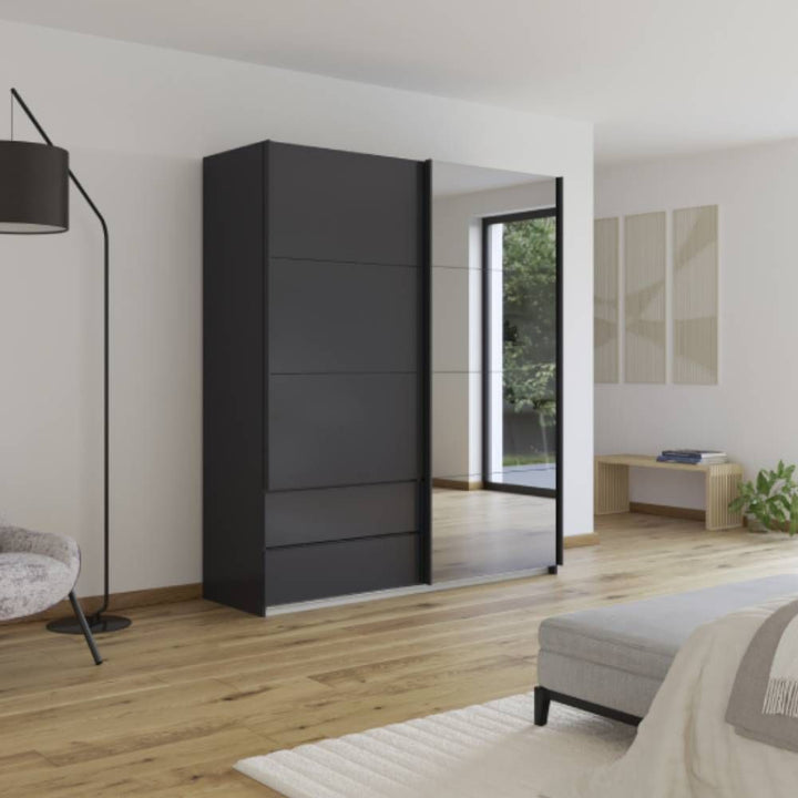 Perth Metallic Grey 2 Door Sliding Wardrobe