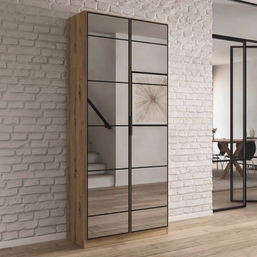 Rauch Acero Artisan Oak Full Mirror Hinged Door Wardrobe
