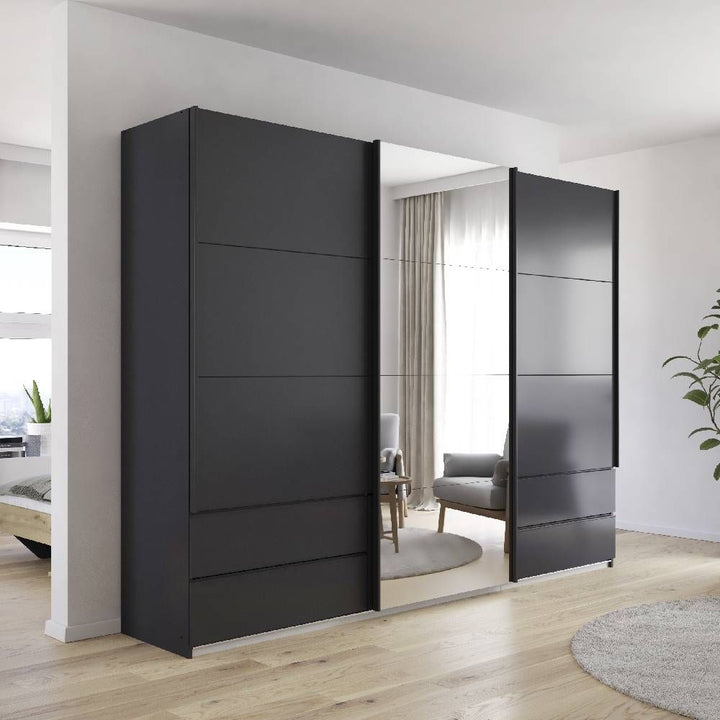 Perth Metallic Grey 3 Door Sliding Wardrobe