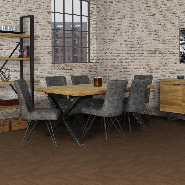 Fusion Solid Wood Large Dining Table With 6 Chairs