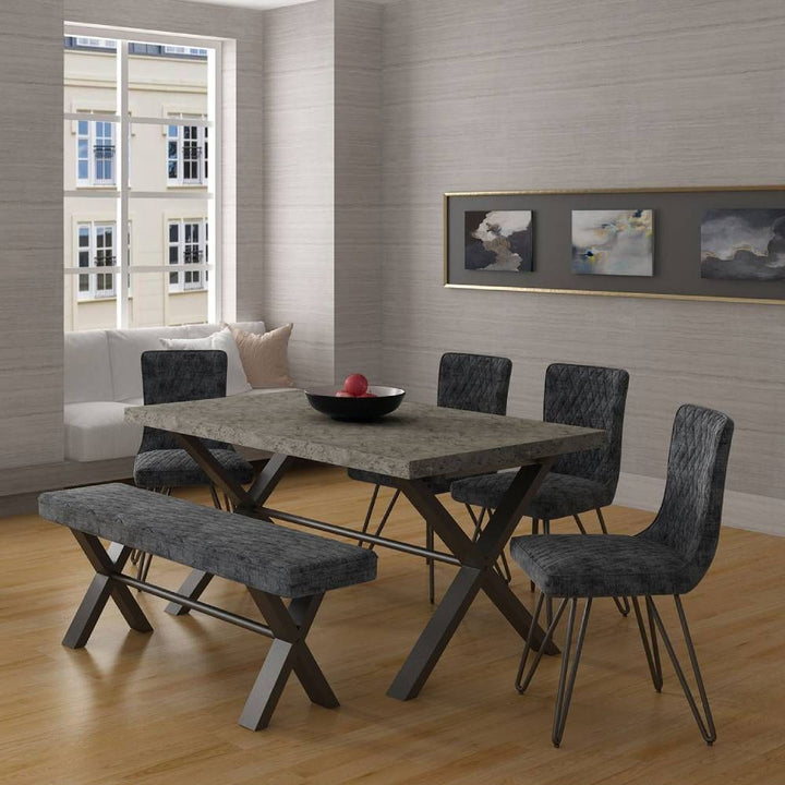 Fusion Stone Effect Dining Table With 4 Chairs & Bench