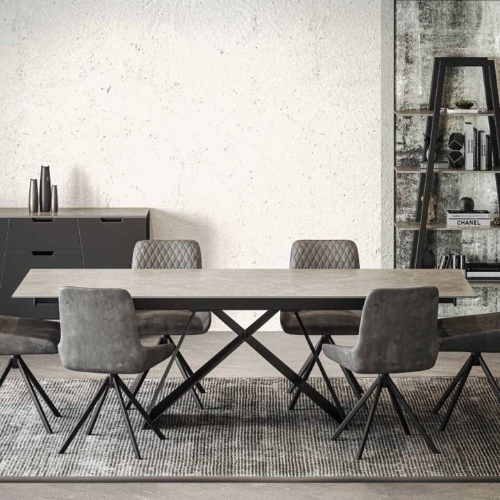 Omega Extending Grey Sintered Stone Dining Table Set