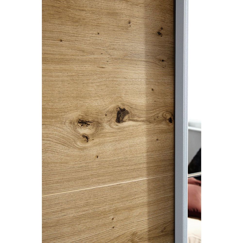 Rauch Artisan Mirror Sliding Door Wardrobe-Oak