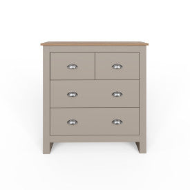 Modern Grey 4‑Drawer Chest with Oak‑Effect Top