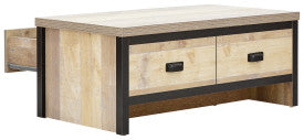 Oak Wood Coffee Table with Twin Drawers