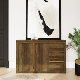 Rustic Knotty Oak Sideboard Cabinet