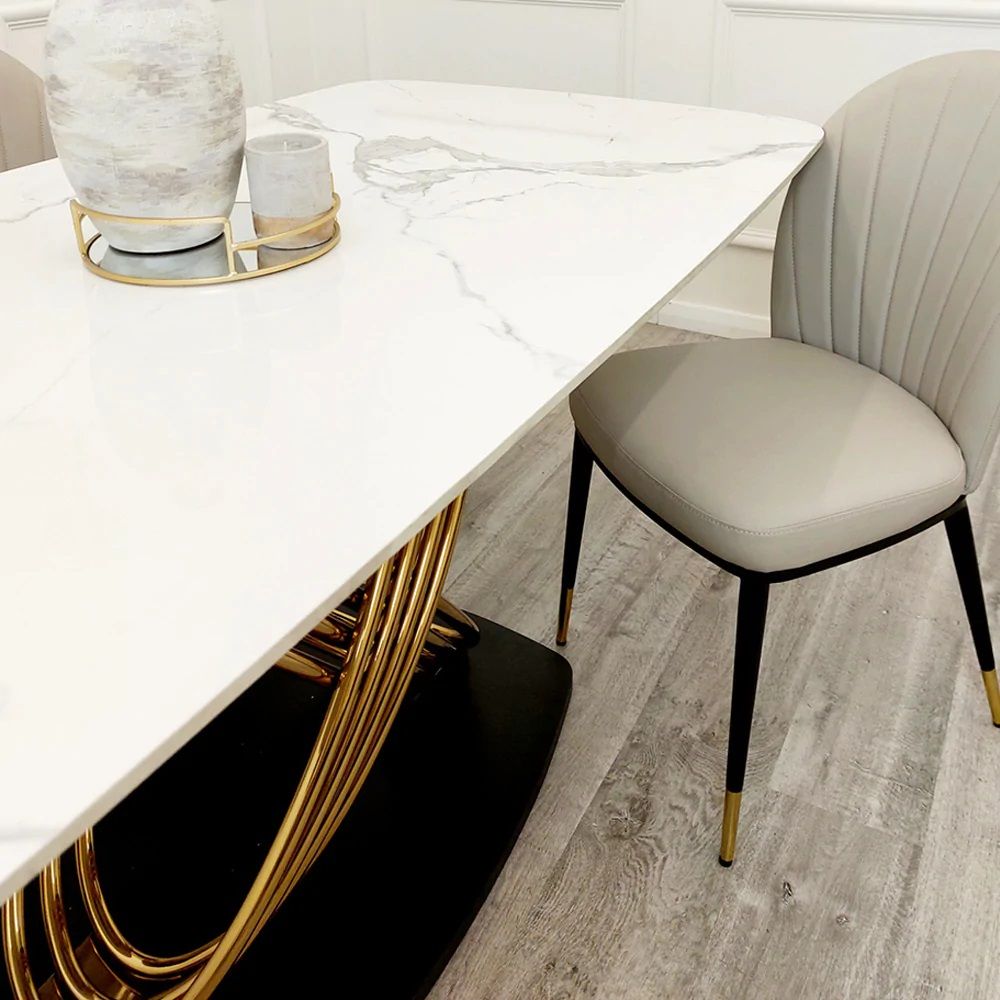 Orion Gold 1.8 Dining Table Set with Polar White Sintered Stone Top