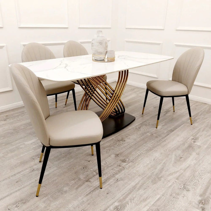 Orion Gold 1.8 Dining Table Set with Polar White Sintered Stone Top