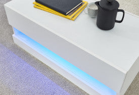 WhiteMist Lift Coffee Table With LED White