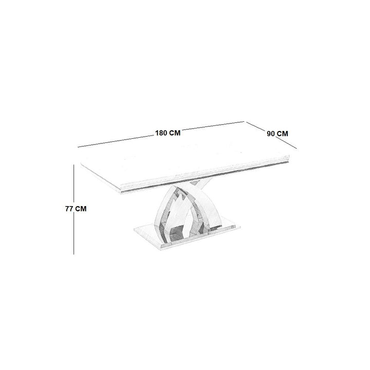 Ottavia 1.8M White Marble Dining Table with 6 Lion Knockerback Dining Chairs