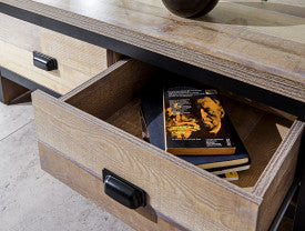 Oak Wood Coffee Table with Twin Drawers