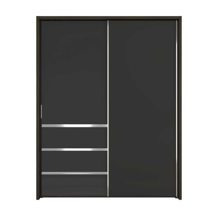 Wiemann Pacific 175cm 2 Graphite Glass Doors Sliding Wardrobe with 3 Drawers