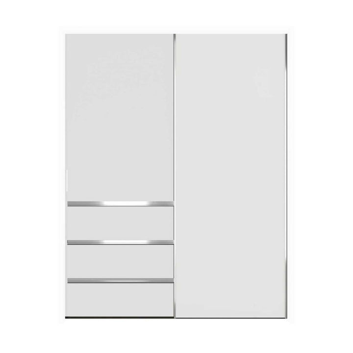 Wiemann Pacific 175cm 2 White Glass Sliding Doors Wardrobe with 3 Drawers