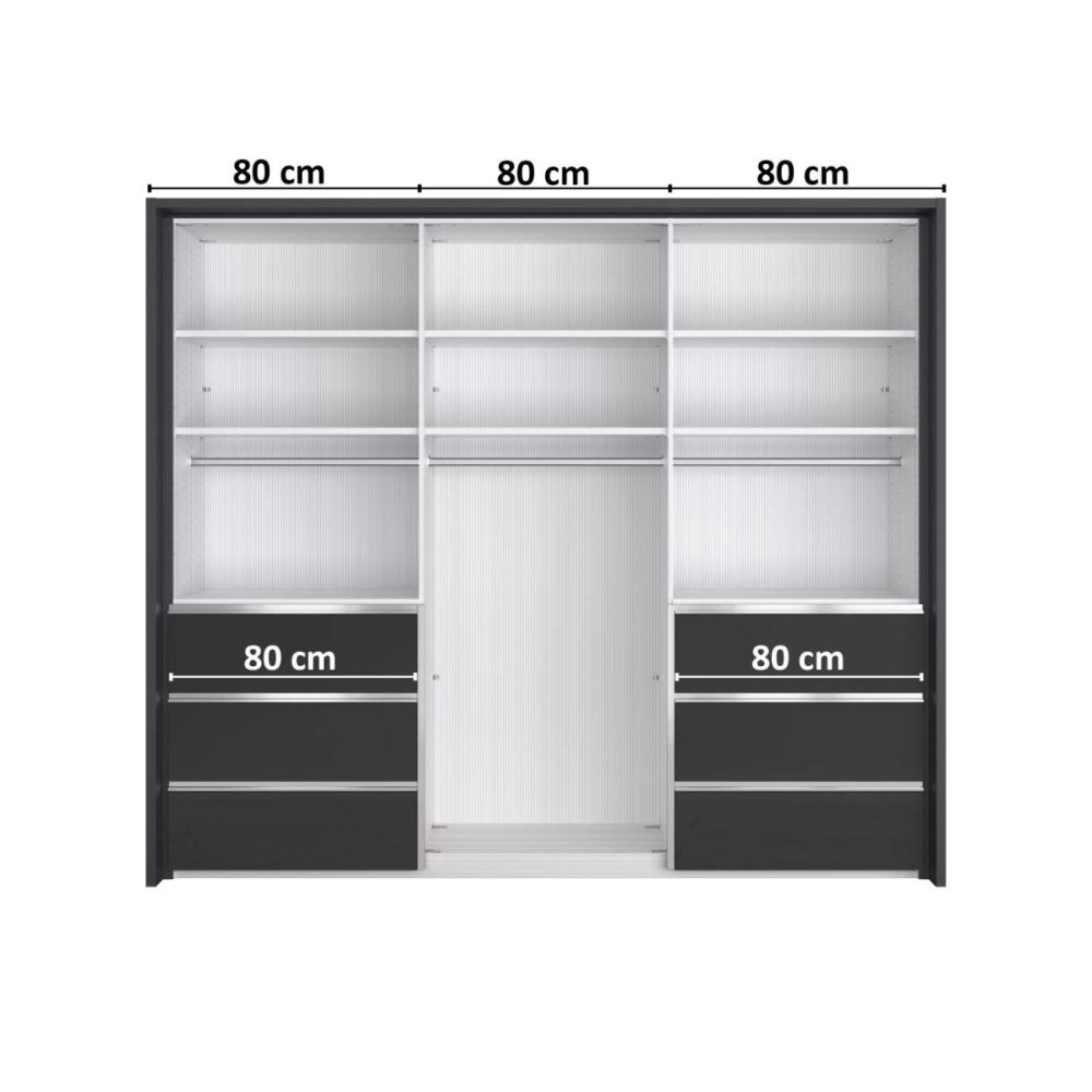 Wiemann Pacific 260cm 3 Door Sliding Wardrobe with Drawers at Left and Right