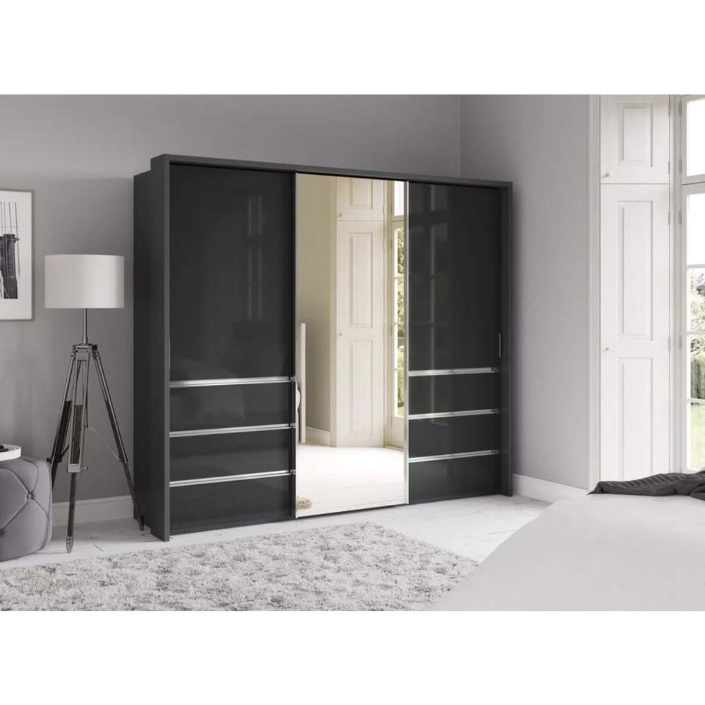 Wiemann Pacific 260cm 3 Door Sliding Wardrobe with Drawers at Left and Right