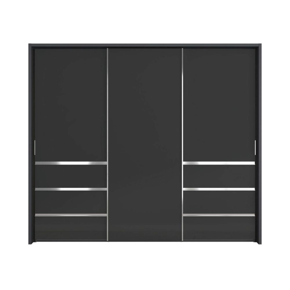 Wiemann Pacific 260cm 3 Door Glass Sliding Wardrobe with Drawers at Left and Right