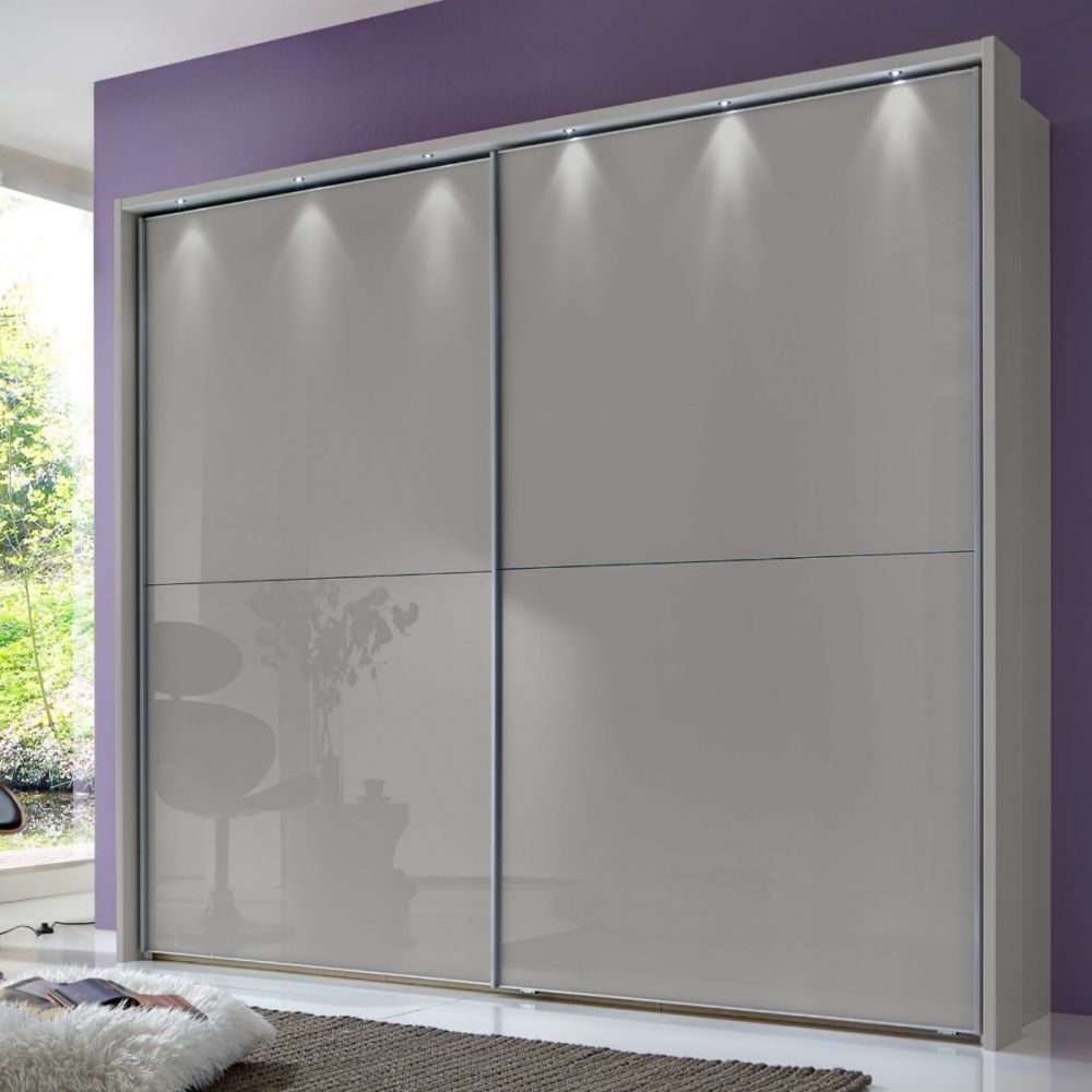 Wiemann Berlin Pebble Grey Glass Front Sliding Door Wardrobe