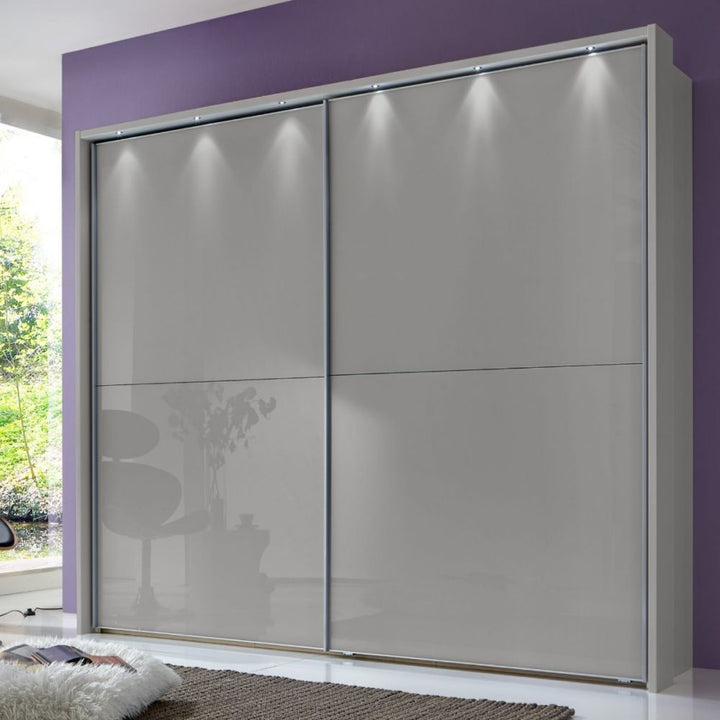 Wiemann Berlin Pebble Grey Glass Front Sliding Door Wardrobe