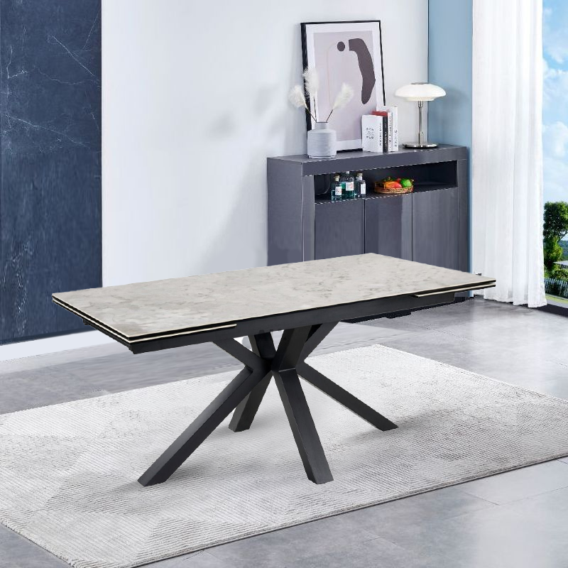 Marco Ceramic Grey Marble Top Ext Dining Table - Evoke Home 