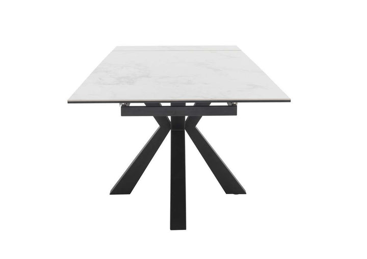 Marco White Ceramic Large Extending Dining Table With Tessan Dining Chair Grey - Evoke Home 