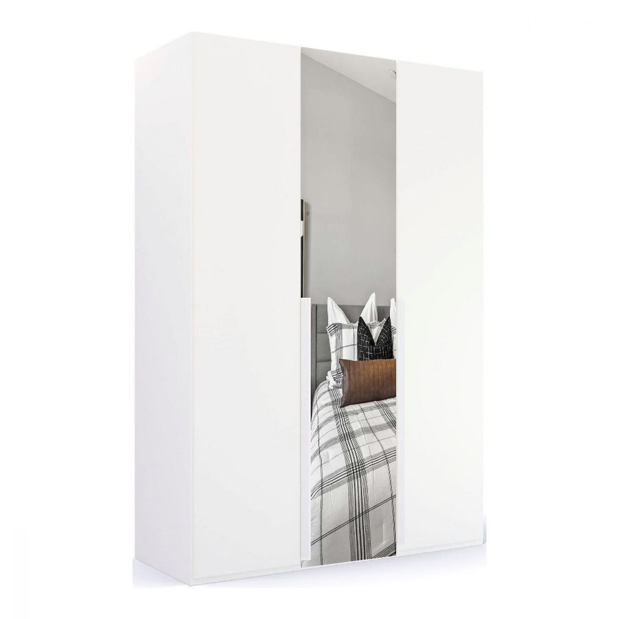 Mainz 3 Door Hinged Fully Loaded Wardrobe in Silk Grey - Evoke Home 