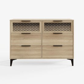RusticWave 3+3 Drawer Chest Oak