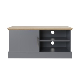 Slate Blue TV Unit Small with Oak-Effect Top