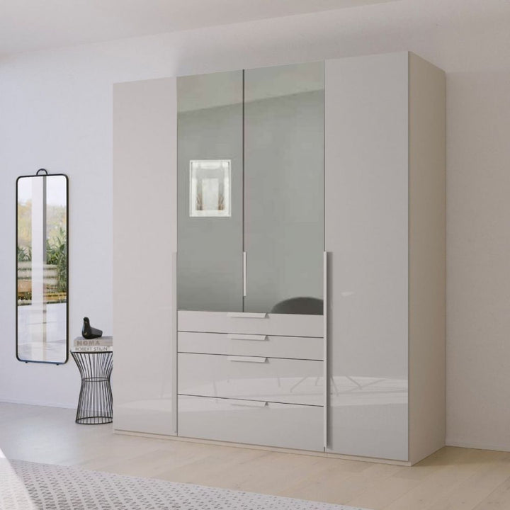 Mainz 4 Door Hinged Combi Wardrobe in Silk Grey - Evoke Home 