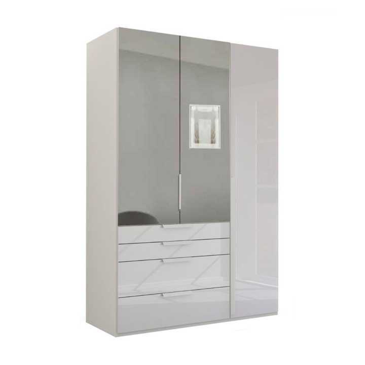 Mainz 3 Door Hinged Fully Loaded Wardrobe in Silk Grey - Evoke Home 